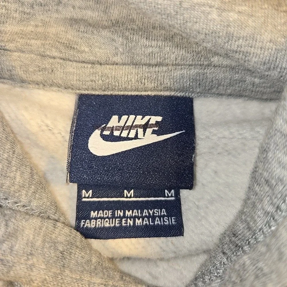 Nike‎ Men M Short Sleeve Hoodie Gray Blue Logo Pullover Malaysia Kangaroo Pocket